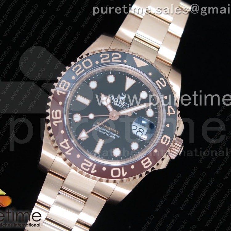 GM공장 롤렉스 GMT마스터2 루트비어 금통 904 GMT-Master II 126715 CHNR Black/Brown Ceramic RG Black Dial on RG Bracelet A2836