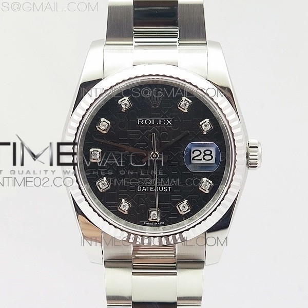 DJ공장 V2 롤렉스 데이저스트36 스틸 블랙컴퓨터다이얼 플루티드베젤 DATEJUST 36MM 116234 DIAMOND BLACK JUBILEE DIAL ON SS OYSTER BRACELET SA3135