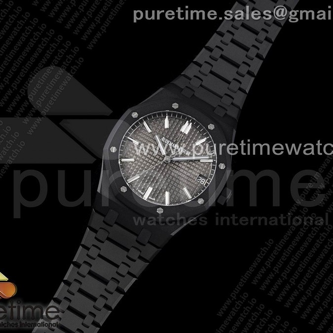 ZF공장 오데마피게 로얄오크 15500 DLC 그레이다이얼 Royal Oak 41mm 15500 DLC ZF 1:1 Best Edition Gray Textured Dial on SS Bracelet A4302 V2(Free Box)