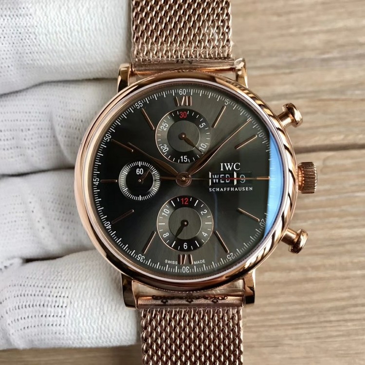 3A공장 IWC 포르토피노 크로노그래프 로즈골드금통 챠콜다이얼 매쉬밴드