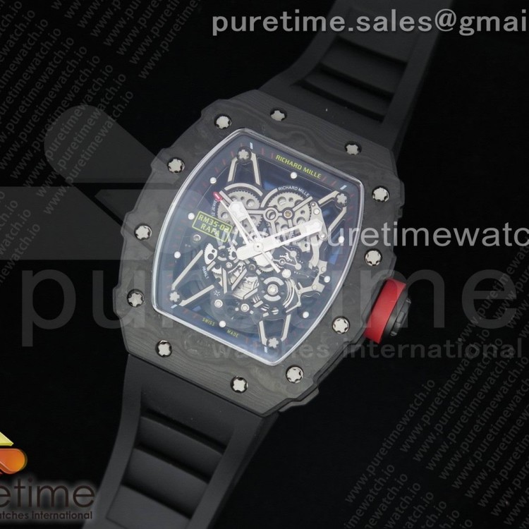 KV공장 V3 리차드밀 RM035-02 스켈레톤다이얼 러버스트랩 RM035-02 Skeleton Dial Red on Black Rubber Strap MIYOTA8215 V3