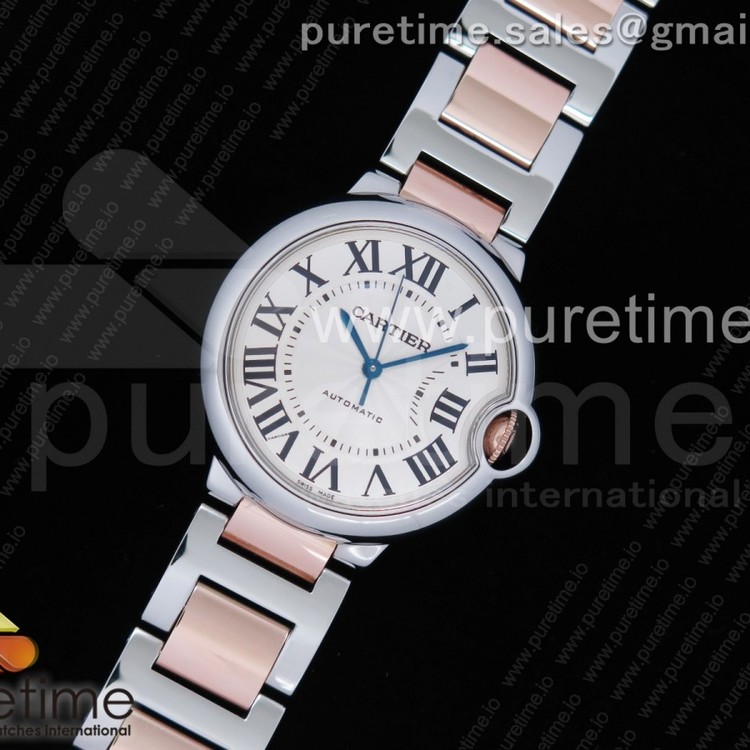 V9공장 까르띠에 발롱블루 36 로즈골드 콤비 포금 화이트다이얼 브레이슬릿 Ballon Bleu 36mm SS/RG Thick Wrapped Gold White Dial on SS/RG Bracelet Cal.076