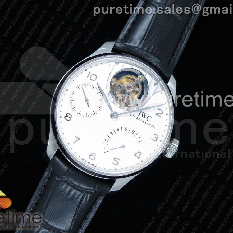 ZF공장 IWC 포르투기저 투어빌론 스틸 화이트다이얼 실버인덱스 가죽스트랩 IWC Portuguese Tourbillon IW5046 SS White Dial SS Markers on Black Leather Strap