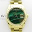 ED공장 롤렉스 데이저스트 36 옐로우골드금통 그린다이얼 Day date 432118 36mm YG EDF Best Edition Green Malachite Dial on SS President Bracelet A2836
