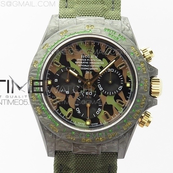 WW공장 V2 데이토나 카본 그린다이얼 나일론스트랩 Daytona Diw Carbon V2 Camouflage/Green Dial On Green Nylon Strap A7750