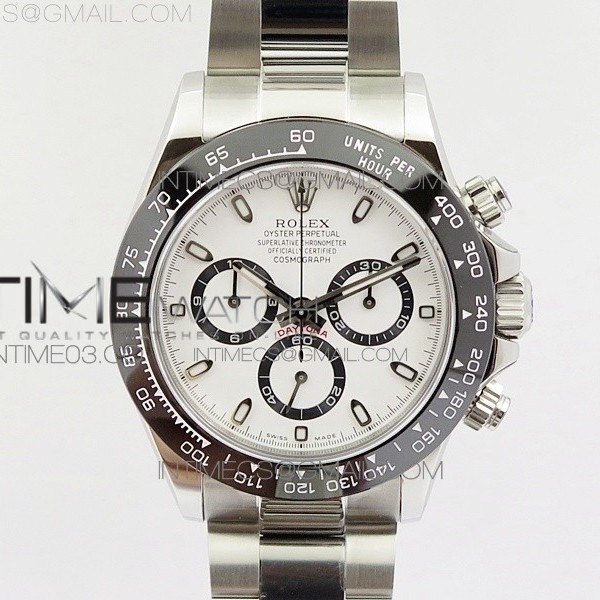 GM공장 롤렉스 세라믹 데이토나 화이트다이얼 브레이슬릿 a4130슈퍼클론 DAYTONA 116520 BLACK CERAMIC BEZEL 904L SS CASE AND BRACELET WHITE DIAL A4130 SUPER CLONE