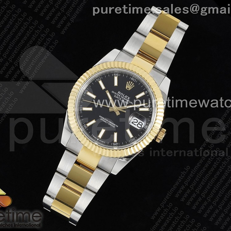 JD공장 롤렉스 데이저스트 41 옐로우골드콤비 블랙다이얼 오이스터브레이슬릿 DateJust 41 126333 SS/YG JDF 1:1 Best Edition 904L Steel Black Stick Dial on SS/YG Oyster Bracelet VR3235