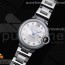 V6공장 까르띠에 발롱블루 33 화이트기요쉐다이얼 브레이슬릿 Ballon Bleu 33mm SS White Textured Dial Diamonds Markers on SS Bracelet Ronda Quartz