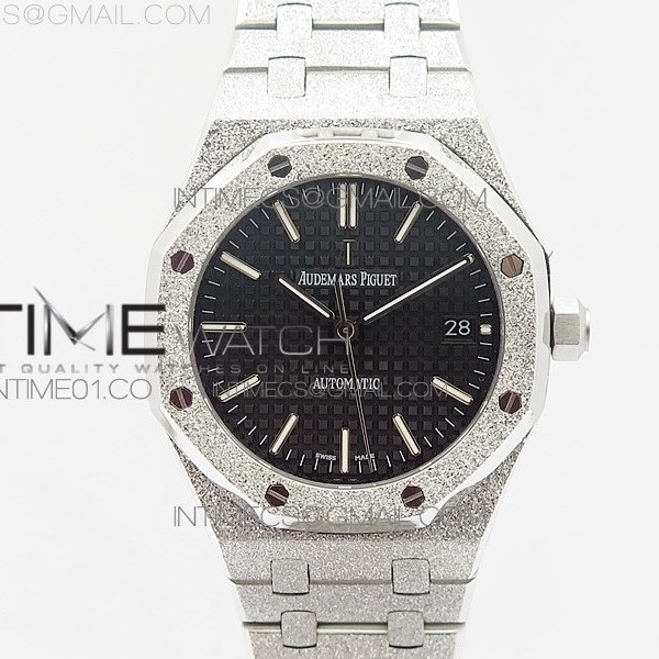 JH공장 오데마피게 로얄오크15454 프로스티드골드 새틴폴리싱 스틸 블랙다이얼 브레이슬릿 ROYAL OAK 37MM SATIN-POLISHED SS BLACK DIAL ON SS BRACELET A3120