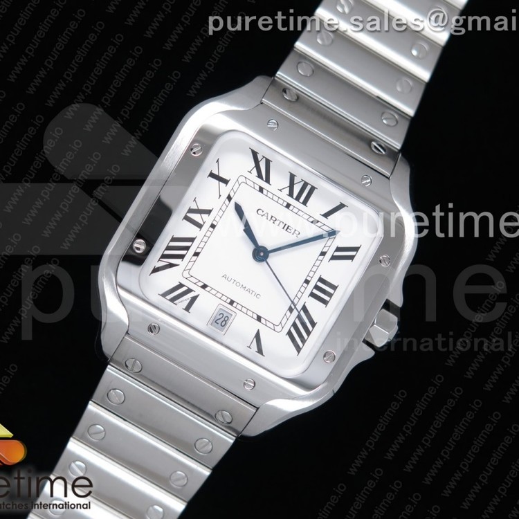 V6공장 산토스 40MM 스틸 화이트다이얼 스마트링크브레이슬릿(가죽줄포함) Santos de Cartier 40mm 2018 White Dial on SS SmartLinks Bracelet MIYOTA 9015