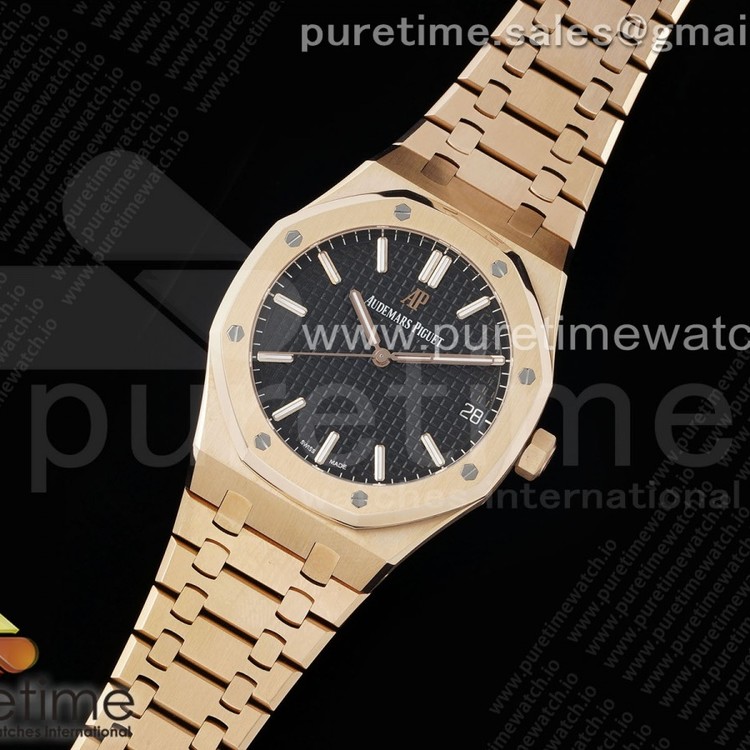 APS공장 오데마피게 로얄오크 15500 로즈골드금통 블랙다이얼 브레이슬릿 Royal Oak 41mm 15500 RG APSF 1:1 Best Edition Black Textured Dial on RG Bracelet A4302 Super Clone