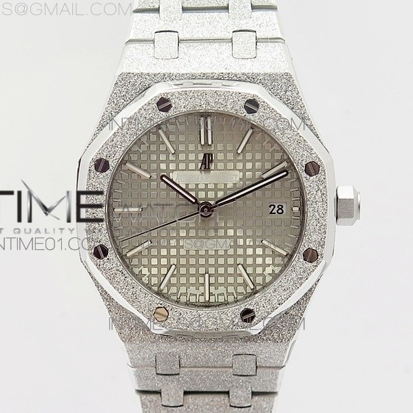 JH공장 오데마피게 로얄오크15454 프로스티드골드 새틴폴리싱 스틸 그레이다이얼 브레이슬릿 ROYAL OAK 37MM SATIN-POLISHED SS GRAY DIAL ON SS BRACELET A3120