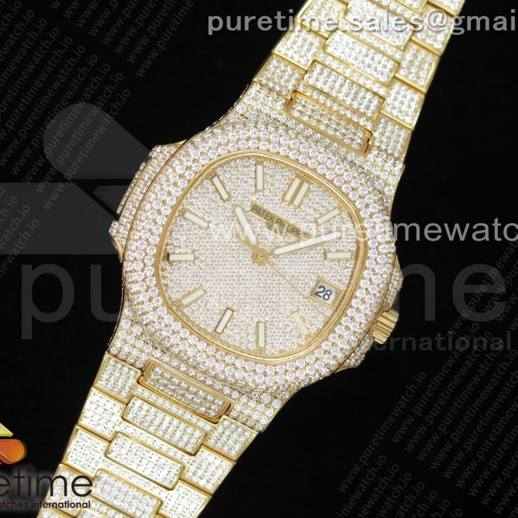 TW공장 노틸러스 옐로우골드 금통 풀다이아몬드 파베 Nautilus Jumbo 5711 YG TWF Full Paved Diamonds Dial Case and Bracelet A324