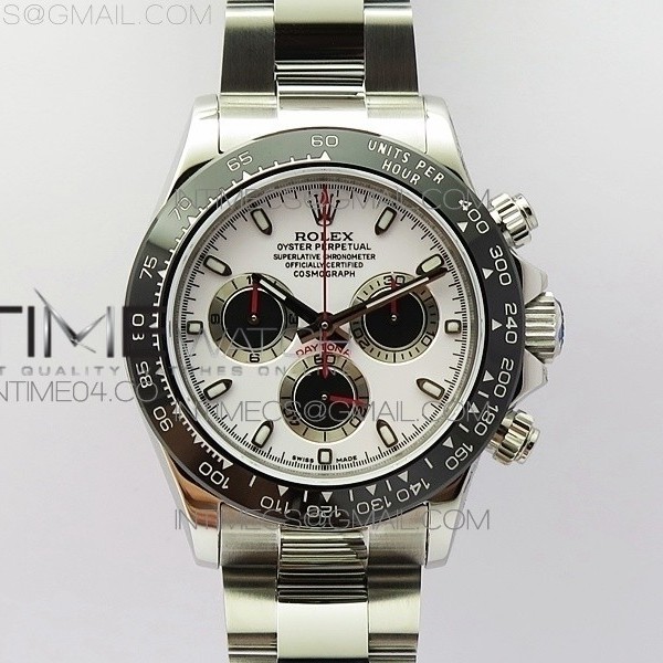 JH공장 세라토나 화이트다이얼 브레이슬릿 DAYTONA 116519LN WHITE DIAL BLACK SUBDIAL CERAMIC BEZEL ON SS BRACELET A4130