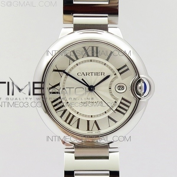 JF공장 V2 까르띠에 발롱블루 라지 스틸 화이트다이얼 브레이슬릿 BALLON BLEU 42MM SS WHITE DIAL ON SS BRACELET MIYOTA 9015