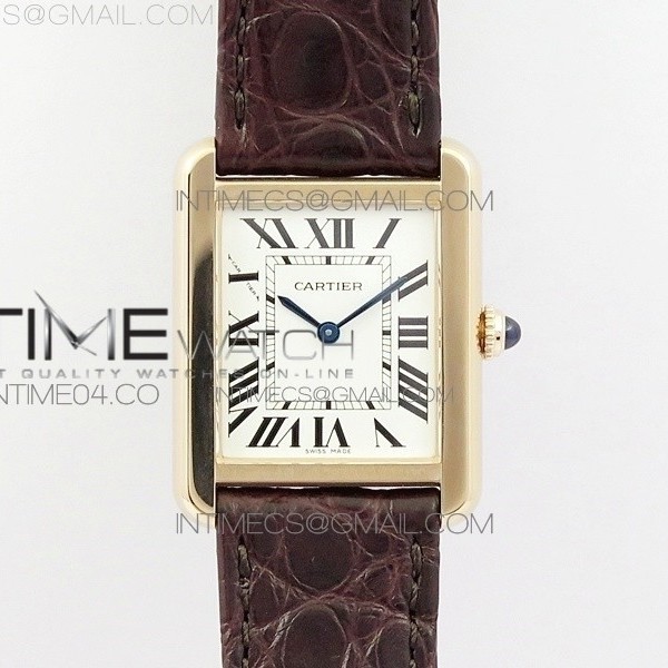 AF공장 까르띠에 탱크솔로 24 로즈골드금장 화이트다이얼 가죽스트랩 TANK SOLO LADIES 24MM RG WHITE DIAL ON BROWN LEATHER STRAP RONDA QUARTZ