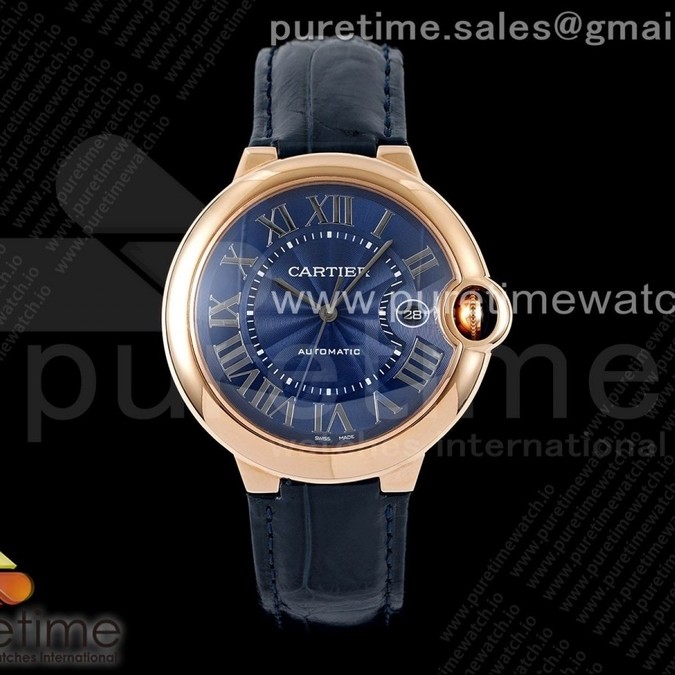 AF공장 발롱42미리 로골 블루다이얼 악어스트랩 2824 Ballon Bleu 42mm RG AF 1:1 Best Edition Blue Textured Dial on Blue Leather Strap A2824