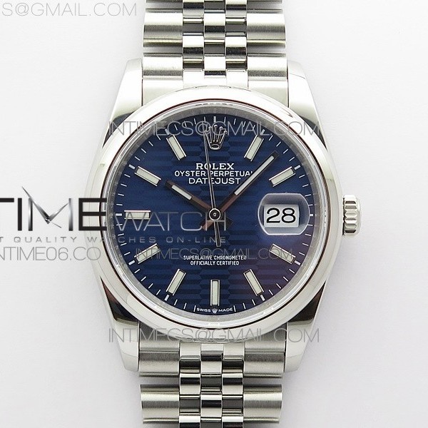 BP공장 롤렉스 데이저스트 36 스틸 블루플루티드다이얼 돔베젤 쥬빌레브레이슬릿 DateJust 36 SS 126200 BP 1:1 Best Edition New Blue Dial on Jubilee Bracelet