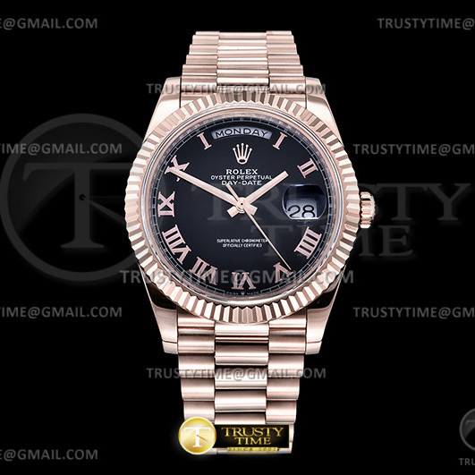 GM공장 V3 롤렉스 데이데이트 40 로골 블랙다이얼 2836 DayDate 40mm Pres Flt RG/RG Blk/Rmn GMF V3 A2836