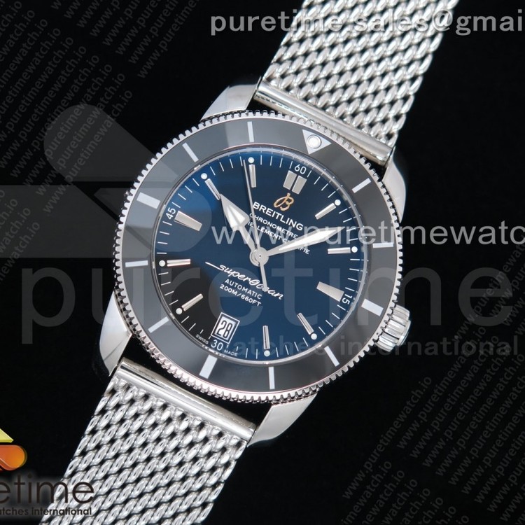 GF공장 V2 슈퍼오션헤리티지 블랙다이얼 메쉬스트랩 SuperOcean Heritage ii 42mm SS Black Dial Black Bezel on SS Mesh Bracelet A2824 V2