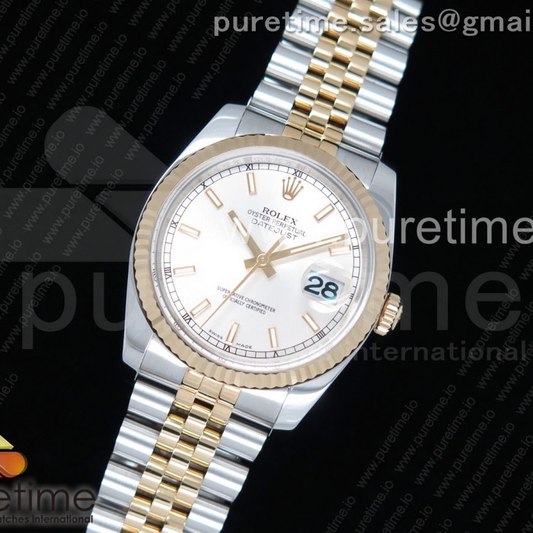 AR공장 V2 롤렉스 데이저스트36 옐로우골드 콤비 실버다이얼 바인덱스 쥬빌레브레이슬릿 DateJust 36 SS/YG 116233 904L Steel on Jubilee Bracelet SH3135 V2