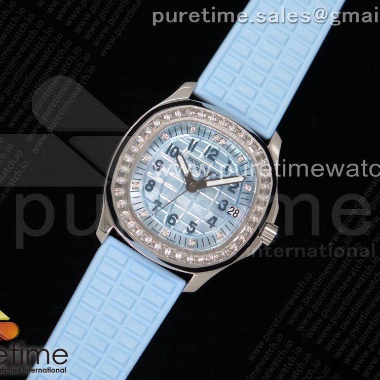 PP공장 아쿠아넛 블루자개다이얼 러버스트랩 Aquanaut 5067A SS Light Blue MOP Dial on Light Blue Rubber Strap AE23