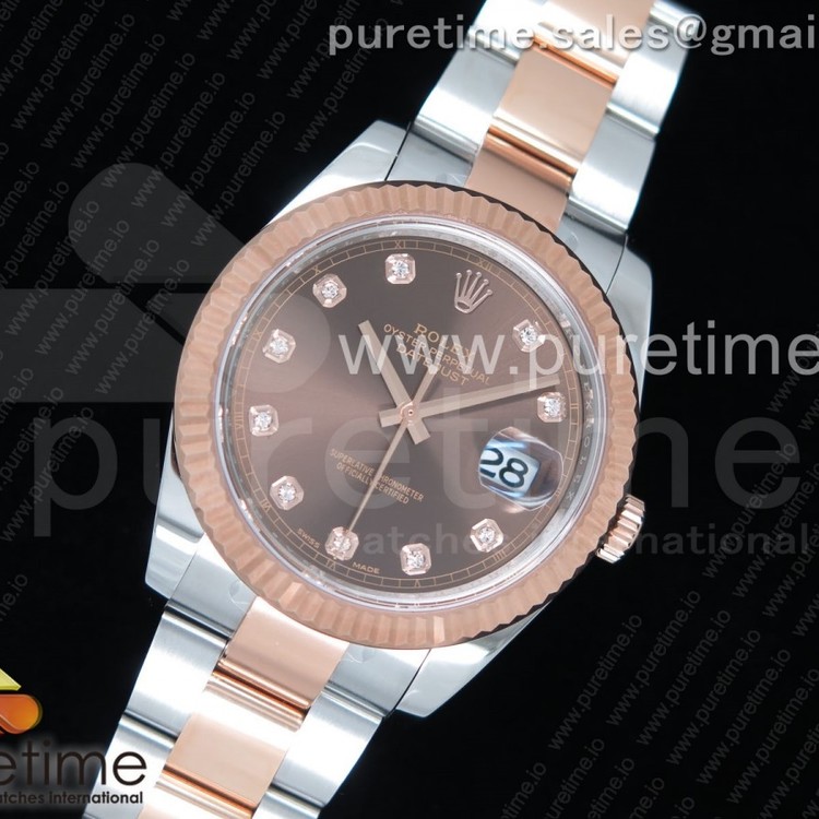 AR공장 데이저스트 41 로즈골드 콤비 브라운다이얼 오이스터 DateJust 41 126331 SS/RG 904L Steel Brown Dial Stick Markers on Oyster Bracelet A2824