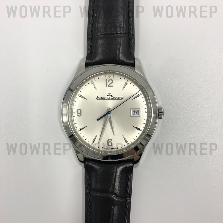 ZF공장 예거르쿨트르 마스터컨트롤 데이트 MASTER GRANDE ULTRA THIN 1548420 SS WHITE DIAL ON BLACK LEATHER STRAP A899/1