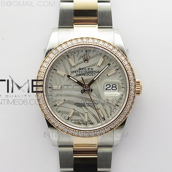 BP공장 롤렉스 데이저스트 36 로즈골드콤비 다이아몬드베젤 실버팜다이얼 오이스터브레이슬릿 DateJust 36 SS/RG 126281 BP 1:1 Best Edition Silver/Gray Dial on Oyster Bracelet