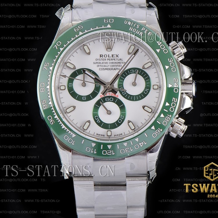 JH공장 그린세라토나 화이트다이얼 브레이슬릿 Daytona JHF White Dial Ceramic Bezel SS Bracelet A4130