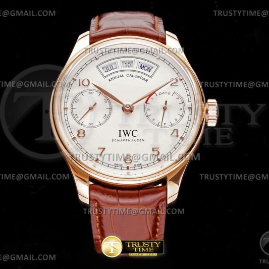 AZ공장 IWC 포르투기저 애뉴얼캘린더 로즈골드금통 화이트다이얼 가죽스트랩 Portugieser Annual Cal RG/LE Wht/RG AZF A52850
