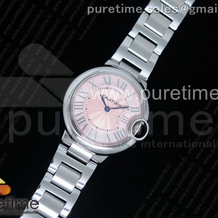 AF공장 까르띠에 발롱블루 33MM 스틸 Ballon Bleu 33mm SS Pink Textured Dial on SS Bracelet Jap Quartz