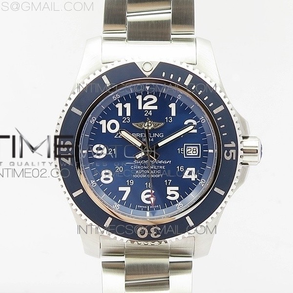 GF공장 브라이틀링 슈퍼오션2 스틸블루 브레이슬릿 SUPEROCEAN II A17392D7 44MM BLUE DIAL ON SS BRACELET A2824
