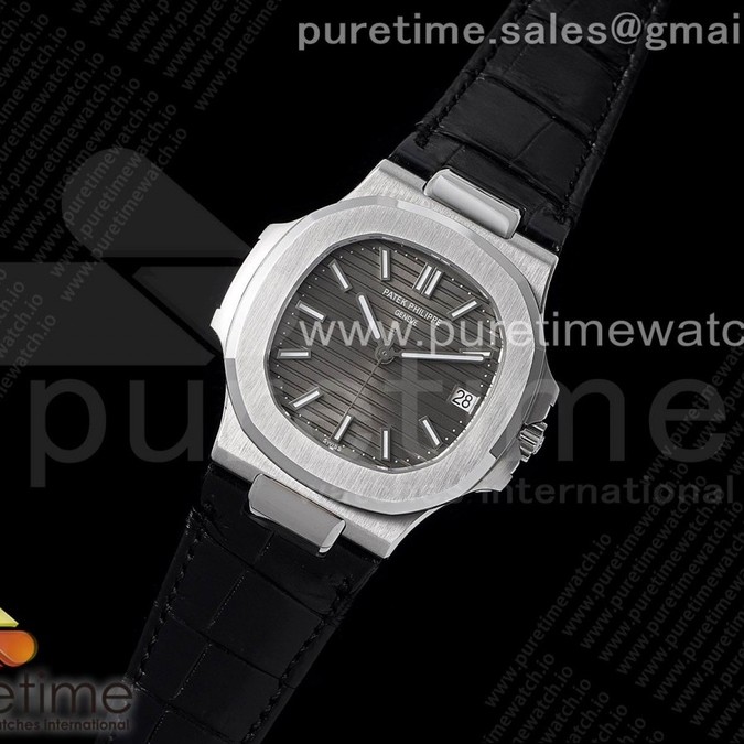 3K공장 V2 노틸러스 그레이다이얼 가죽스트랩 Nautilus 5711 SS 3KF 1:1 Best Edition Gray Textured Dial on Black Leather Strap A324 Super Clone V2