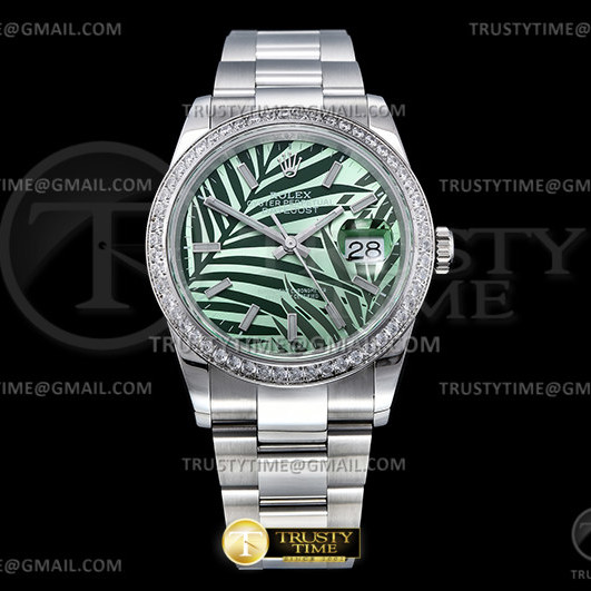 BP공장 롤렉스 데이저스트 36 스틸 그린 팜다이얼 다이아몬드베젤 오이스터브레이슬릿DJ 36mm Oys Dia SS/SS Green Palm/Stk BPF A2824