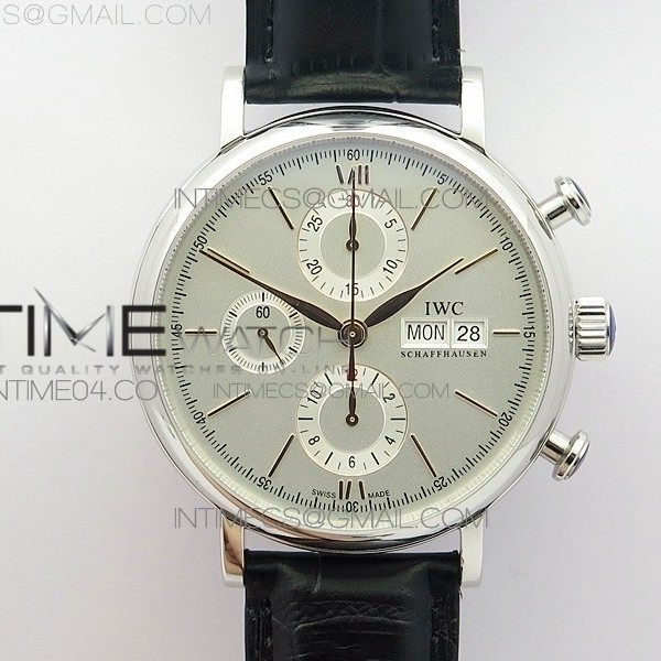 ZF공장 IWC 포르토피노크로노 스틸 화이트다이얼 골드마커 가죽스트랩 IWC PORTOFINO IW391022 SS WHITE DIAL GOLD MARKERS ON BLACK LEATHER STRAP A7750