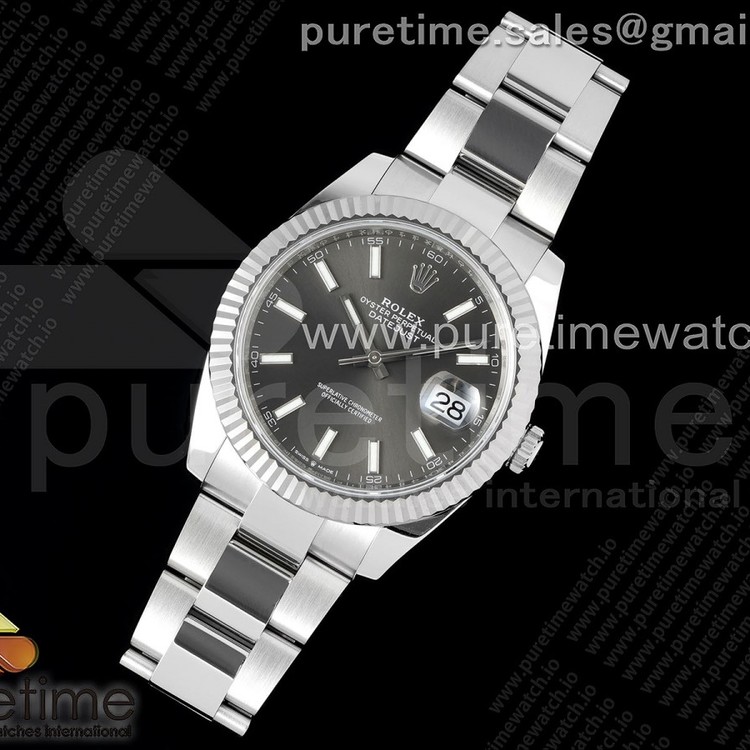 NTF공장 롤렉스 데이저스트 41 스틸 그레이다이얼 다크로듐 플루티드베젤 오이스터브레이슬릿 DateJust 41 126334 NTF 1:1 Best Edition 904L Steel Gray Stick Dial on Oyster Bracelet VR3235