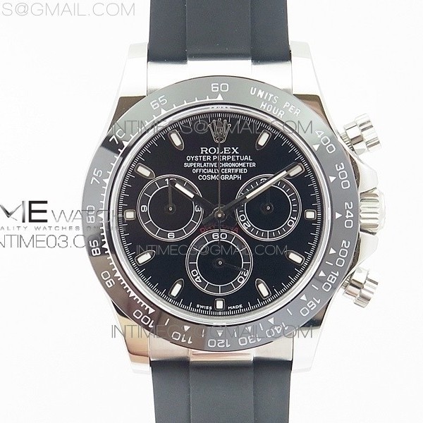 BP공장 롤렉스 데이토나 스틸 블랙다이얼 러버스트랩 DAYTONA SS BLACK DIAL ON RUBBER STRAP A7750@6 TO 4130