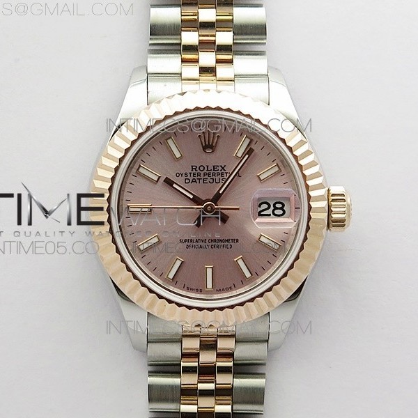 BP공장 롤렉스 데이저스트 28 로즈골드콤비 핑크다이얼 2671 Datejust 28mm 279173 SS/RG BP Best Edition Silver Sticks Markers Dial on SS/RG Jubilee Bracelet ETA2671