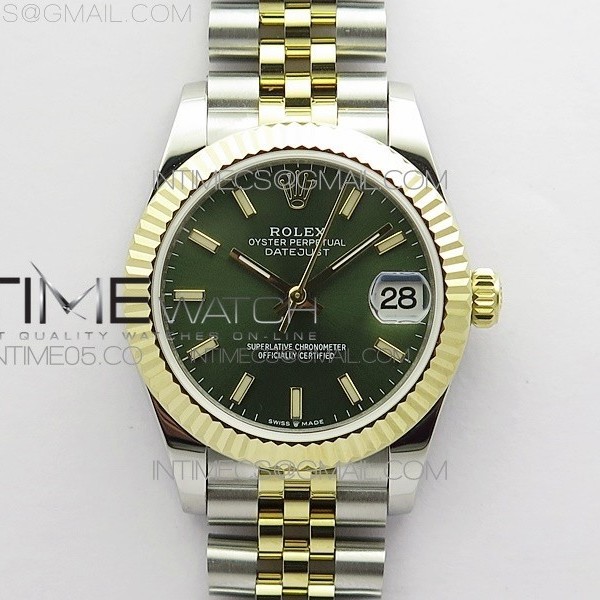 BP 롤렉스 데이저스트 31 옐로우골드콤비 그린다이얼 2813 Datejust 31mm 278273 SS/YG BP Best Edition Gray Stick Markers Dial on SS/YG Jubilee Bracelet