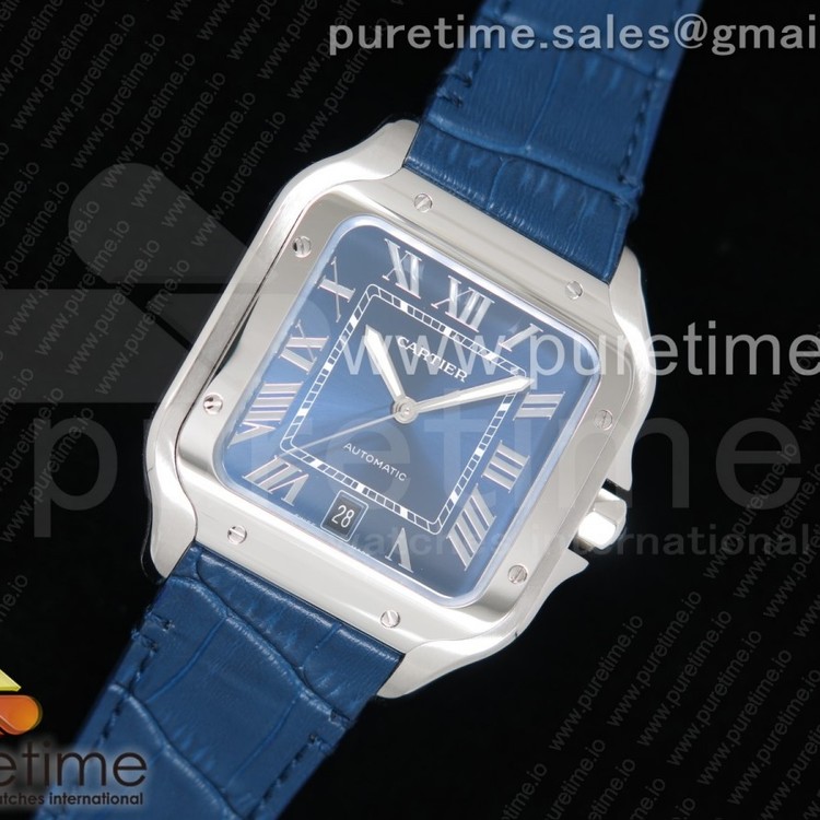 V6공장 산토스 40MM 블루다이얼 블루스트랩 Santos de Cartier 40mm 2018 Blue Dial on Blue Leather Strap MIYOTA 9015