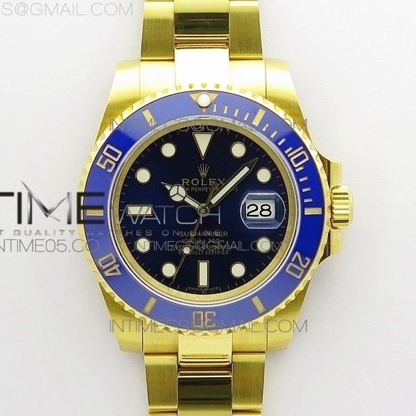 RO공장 롤렉스 서브마리너 청금 포금 Submariner 116610 LB ROF Best Edition YG Wrapped Blue Dial on YG Wrapped Bracelet A2836