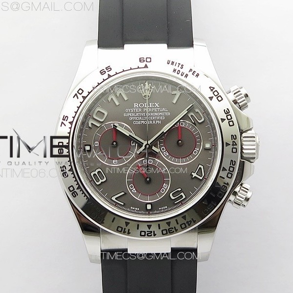 CLEAN공장 롤렉스 데이토나 스틸 그레이다이얼 러버스트랩 Daytona 116519 Clean 1:1 Best Edition 904L SS Case and Bracelet Gray Dial Numbers Markers SA4130 V2