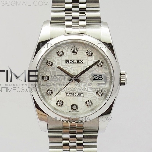 DJ공장 V2 롤렉스 데이저스트 36MM 돔베젤 다이아몬드화이트다이얼 쥬빌레브레이슬릿 DATEJUST 36MM 116234 SMOOTH BEZEL V2 DIAMOND SLIVER JUBILEE DIAL ON SS JUBILEE BRACELET SA3135