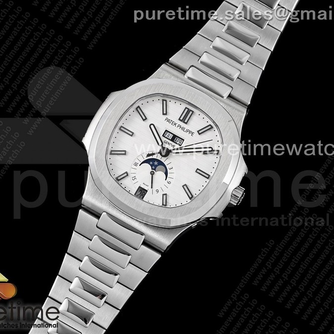 GR공장 V3 노틸러스 애뉴얼캘린더 화이트다이얼 Nautilus 5726 Complicated SS GRF 1:1 Best Edition White Textured Dial on SS Bracelet A324 V3