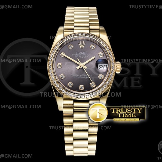 BP공장 롤렉스 데이저스트 31 옐로우골드금통 그레이다이얼 브레이슬릿 DJ Midsize 31mm Pres Diam YG/YG Grey Diam BP A2824