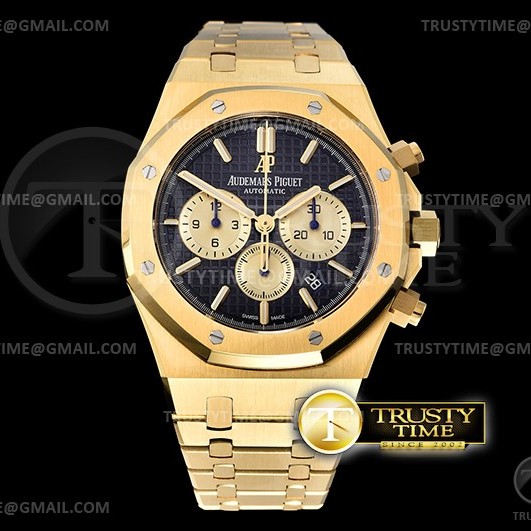 OM공장 오데마피게 로얄오크 크로노 옐로우골드 금통 블루다이얼 브레이슬릿 Royal Oak Chronograph 26331ST YG/YG Blue/Gld OMF A7750
