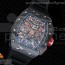 KV 리차드밀 RM011 NTPT 로투스F1팀 에디션 NTPT Lotus F1 Team Carbon Case Chronograph Crystal Skeleton Dial Red on Black Rubber Strap A7750