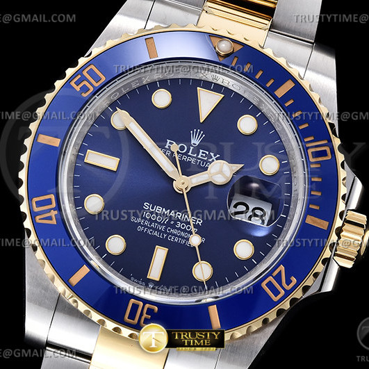 GM공장 V2 롤렉스 서브마리너 41 신형 옐로우골드콤비 청콤 브레이슬릿 Submariner 126613LB 904 YG/SS Blue GMF V2 VR3235