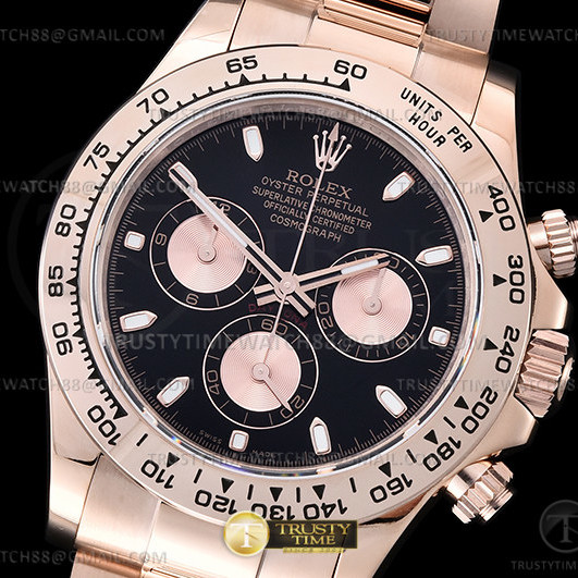 QF공장 롤렉스 데이토나 블랙다이얼 로즈골드금통 브레이슬릿 0Daytona 116505 904L RG/RG Blk/Stk QF A4130